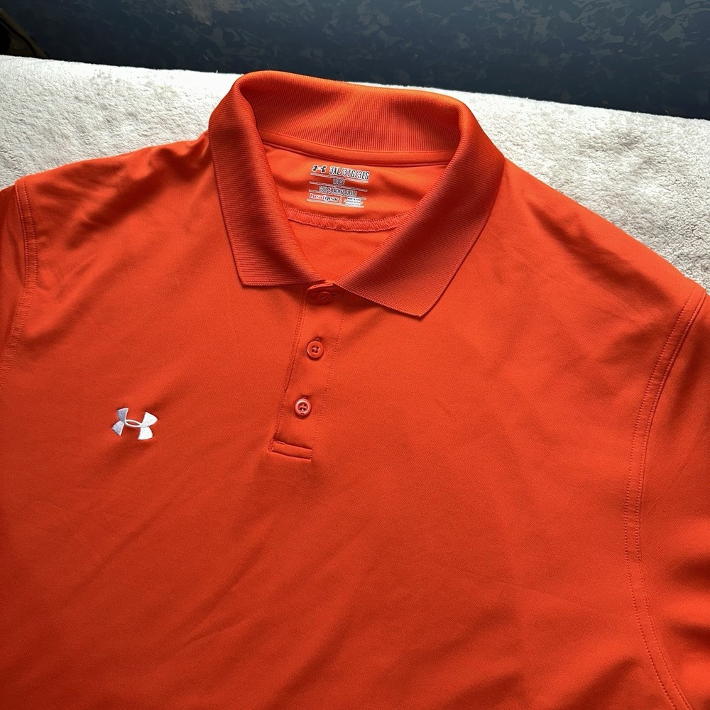 Under Armour Polo Shirt Mens 3XLT Big & Tall HeatGear Solid Orange Golf Top